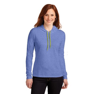 Ladies 100% Ring Spun Cotton Long Sleeve Hooded T Shirt Thumbnail