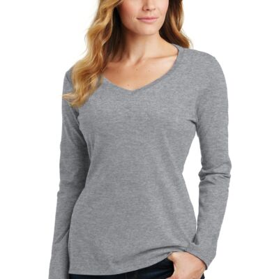 Ladies Long Sleeve Fan Favorite V Neck Tee Thumbnail